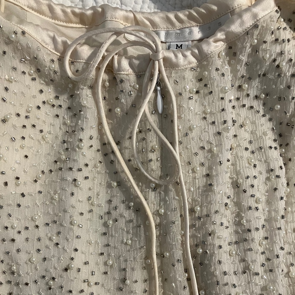 Size Medium 100% Silk Drawstring Beaded Pants - image 4